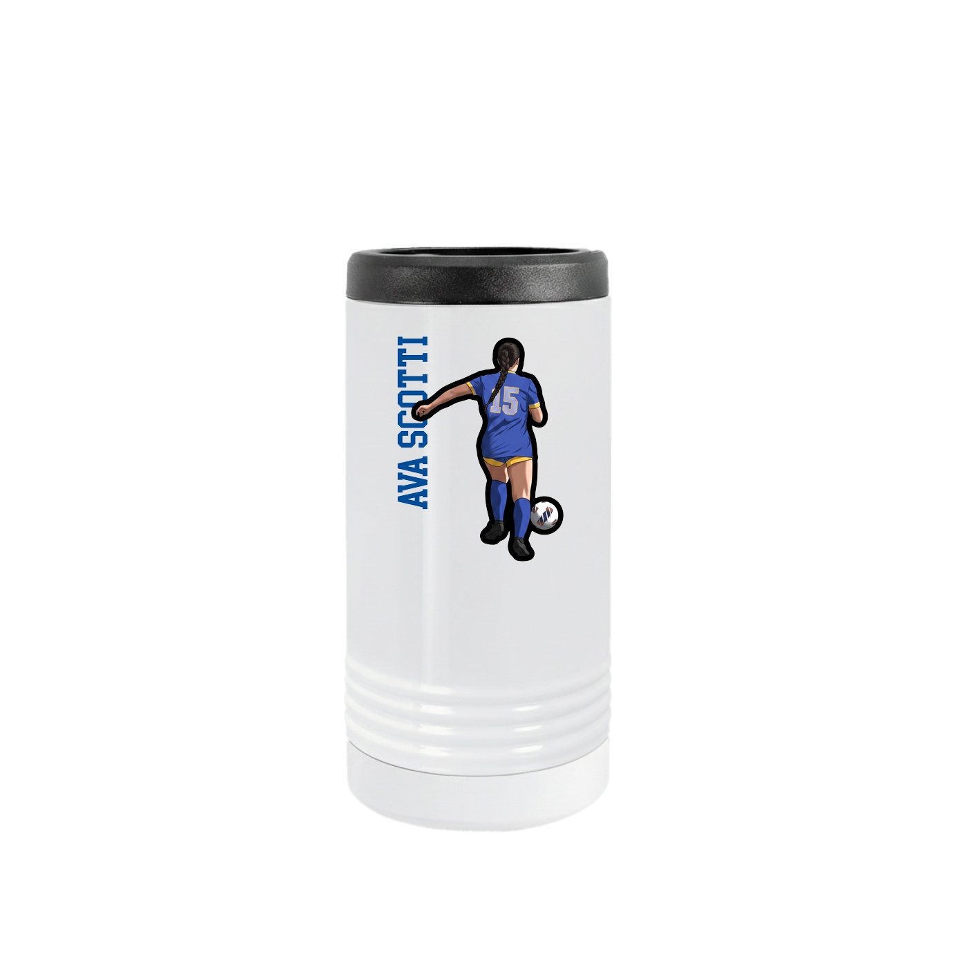 Slim Beverage Holder — Name Vertical in White