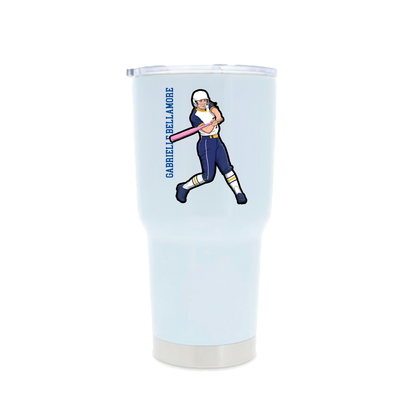 30oz Stainless Steel Tumbler — Name Vertical in White
