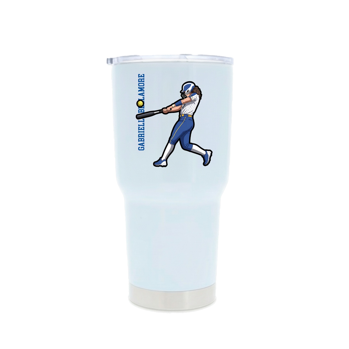 30oz Stainless Steel Tumbler — Name Vertical in White