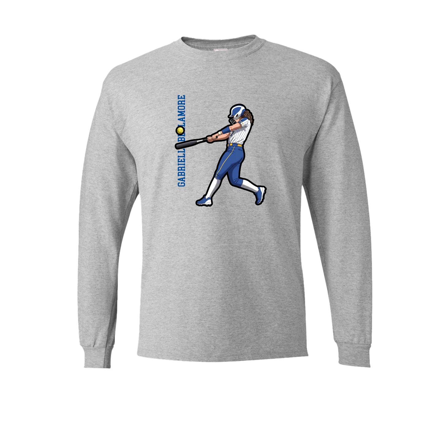 Long Sleeve Tee — Name Vertical in Grey