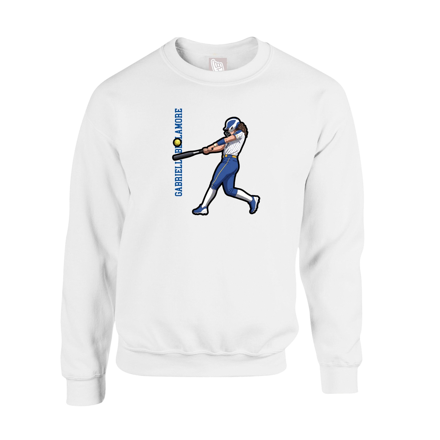 Fleece Crew — Name Vertical in White
