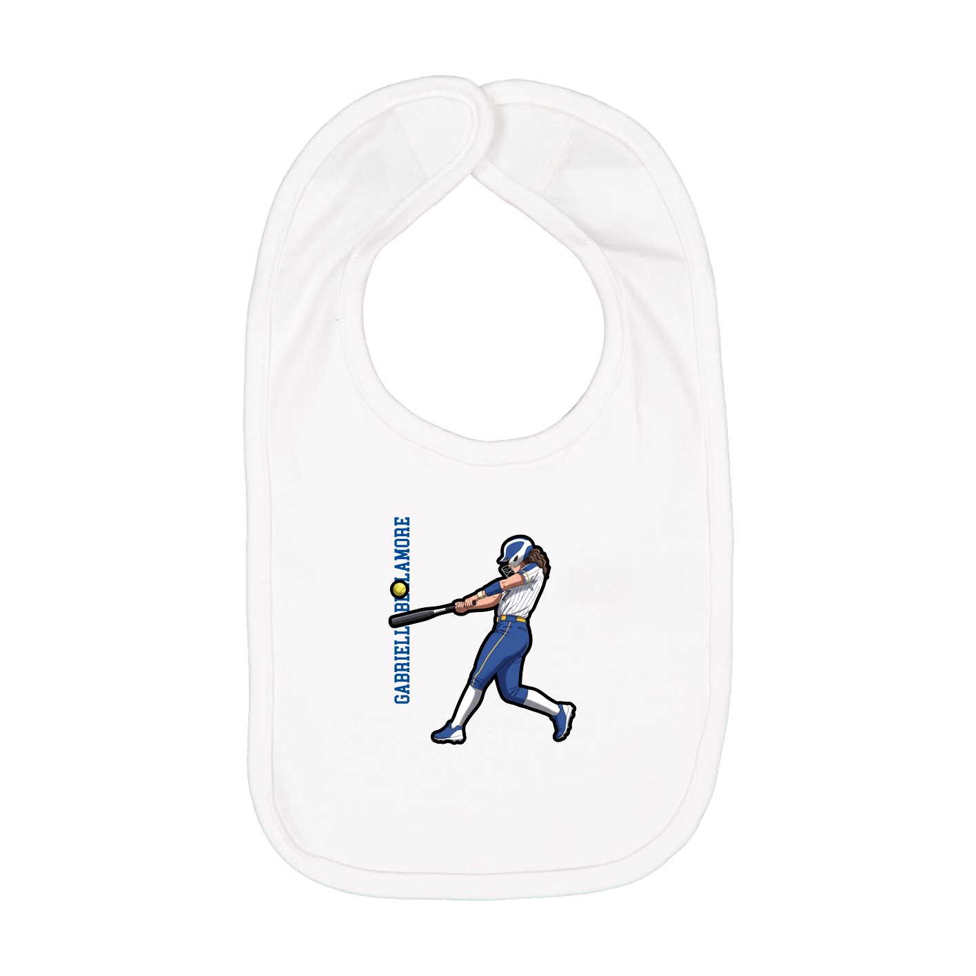 Infant Bib — Name Vertical in White