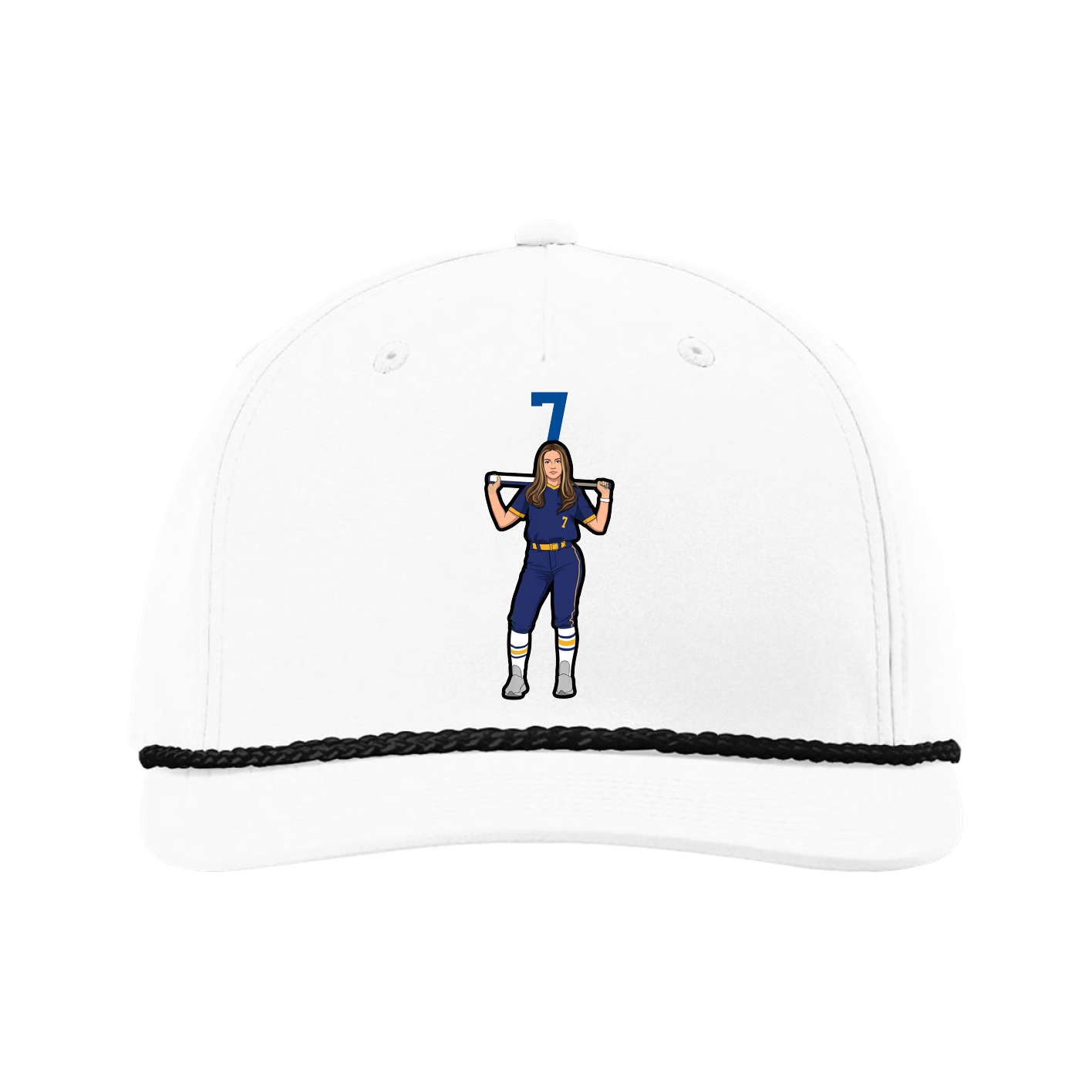 Five-Panel Classic Rope Cap — Number Top in White