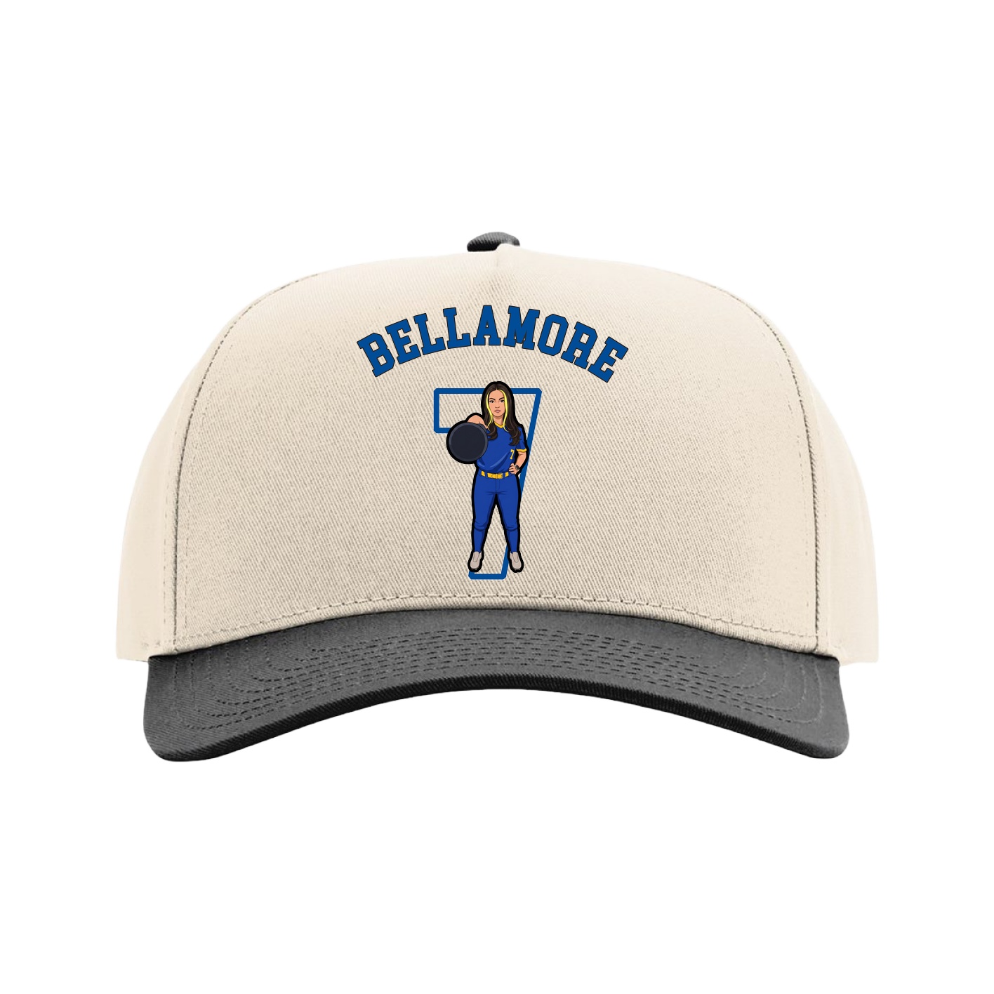 Full Fabric Five-Panel Champ Cap — Shirsey Arch in Cream/Black