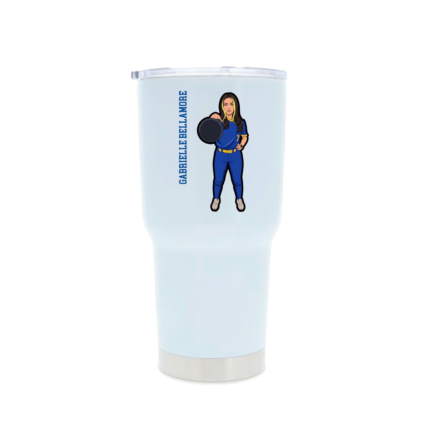 30oz Stainless Steel Tumbler — Name Vertical in White