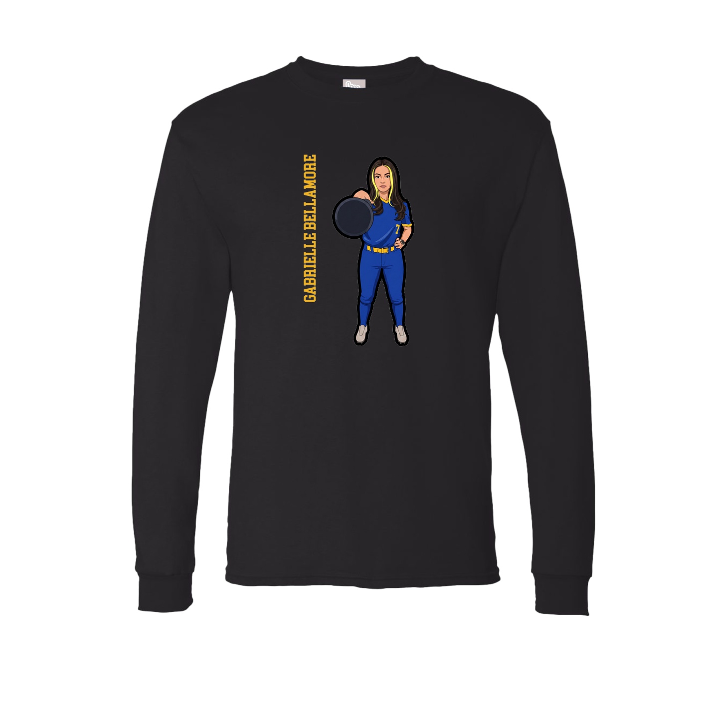 Long Sleeve Tee — Name Vertical in Black