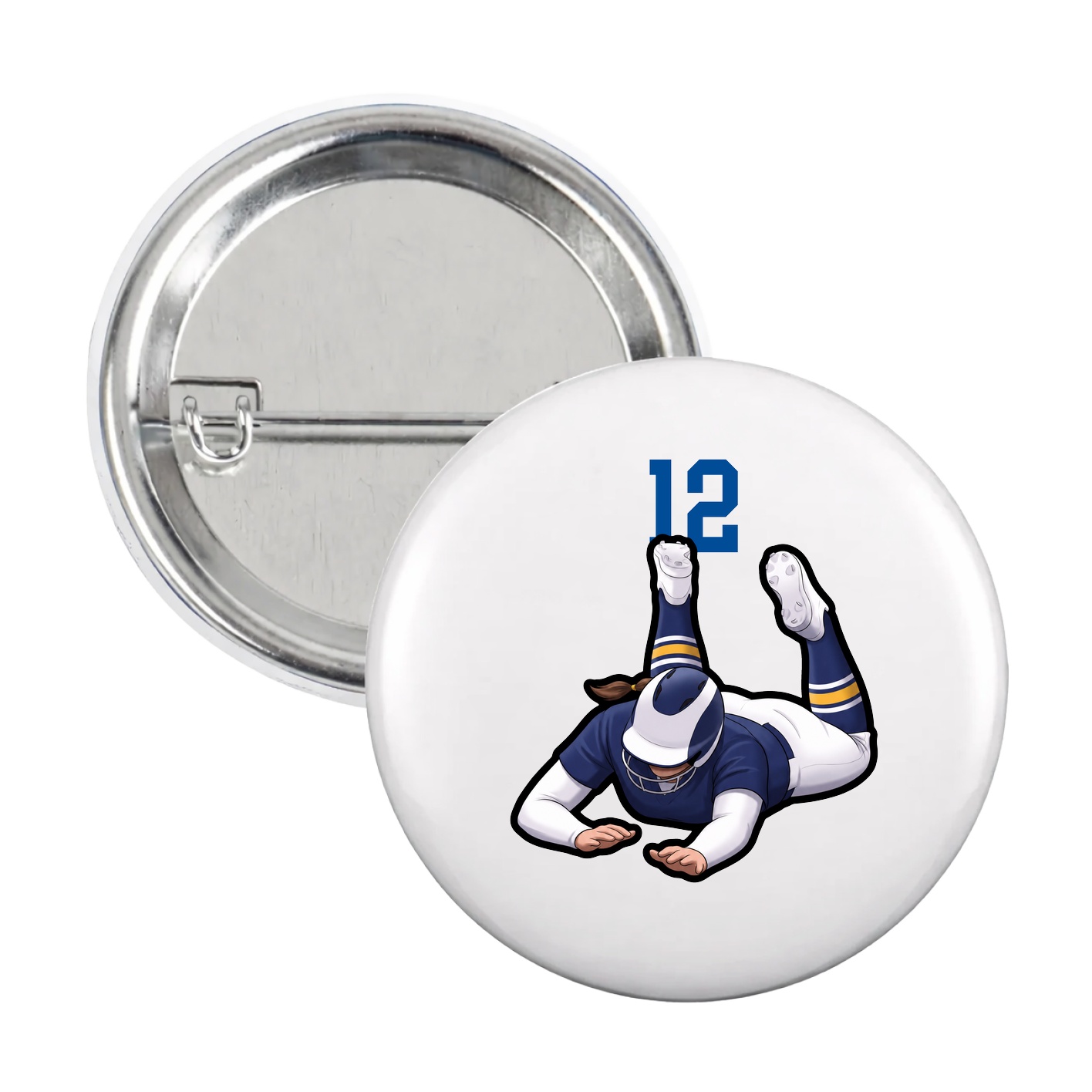 Game Day Button — Number Top in White