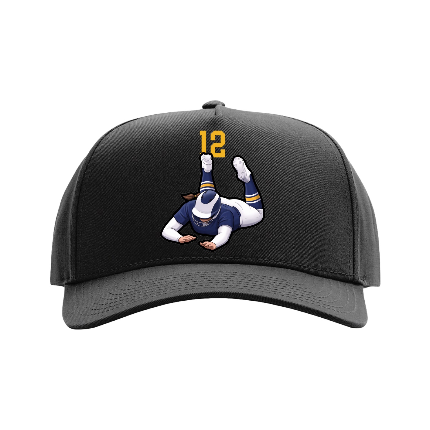 Full Fabric Five-Panel Champ Cap — Number Top in Black