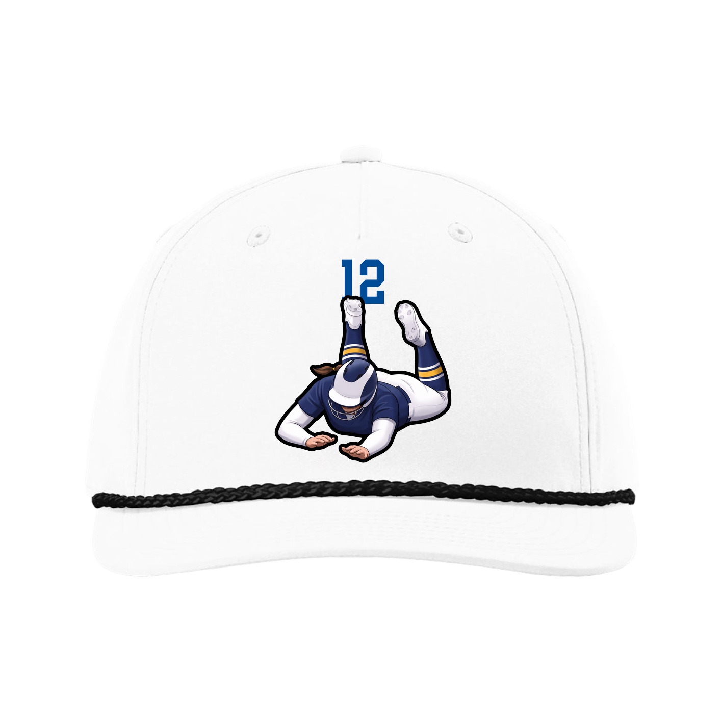 Five-Panel Classic Rope Cap — Number Top in White