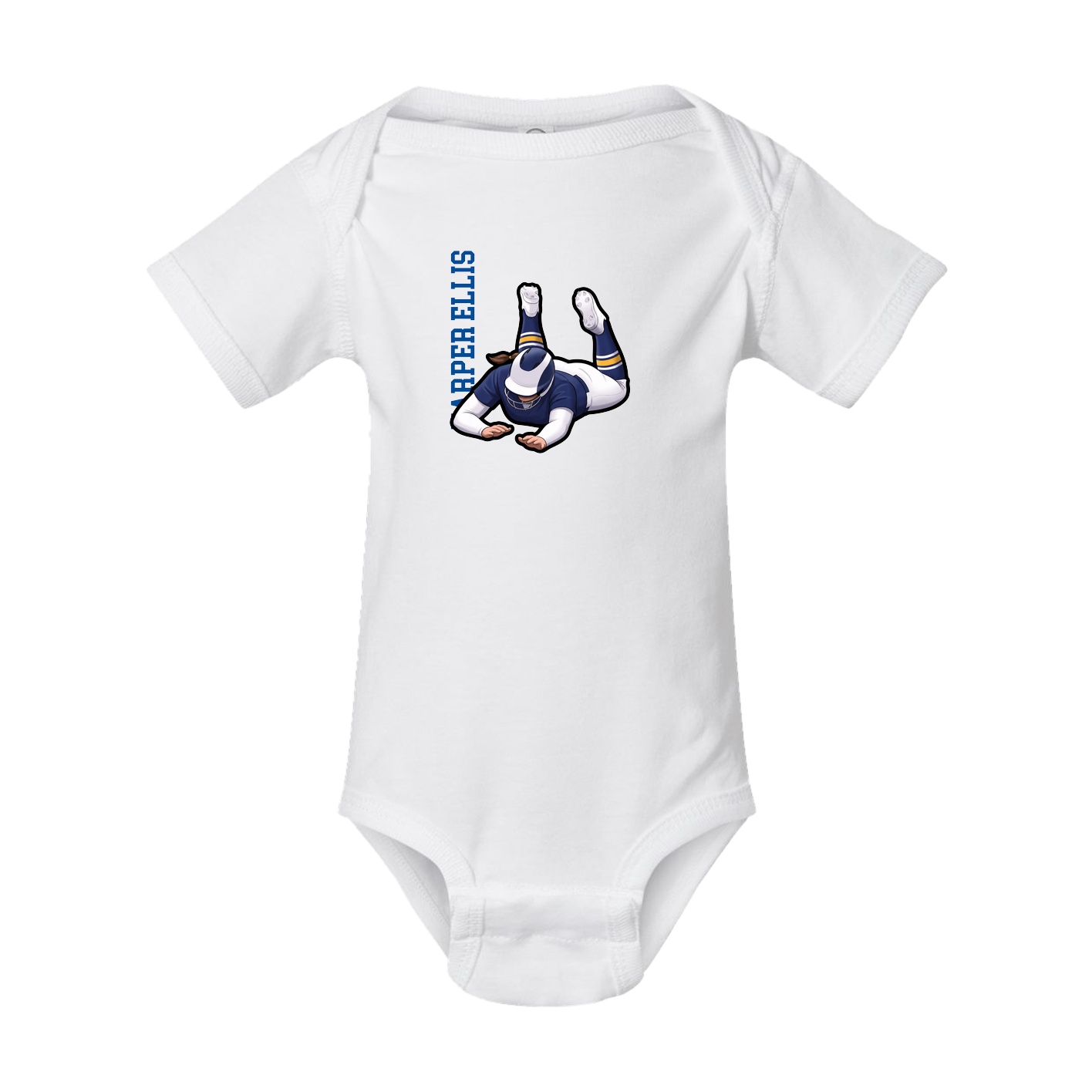 Baby Onesie — Name Vertical in White