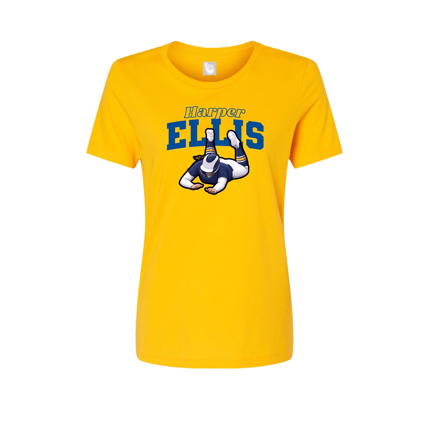 Fitted Women's Tee — Name Arch in Gold