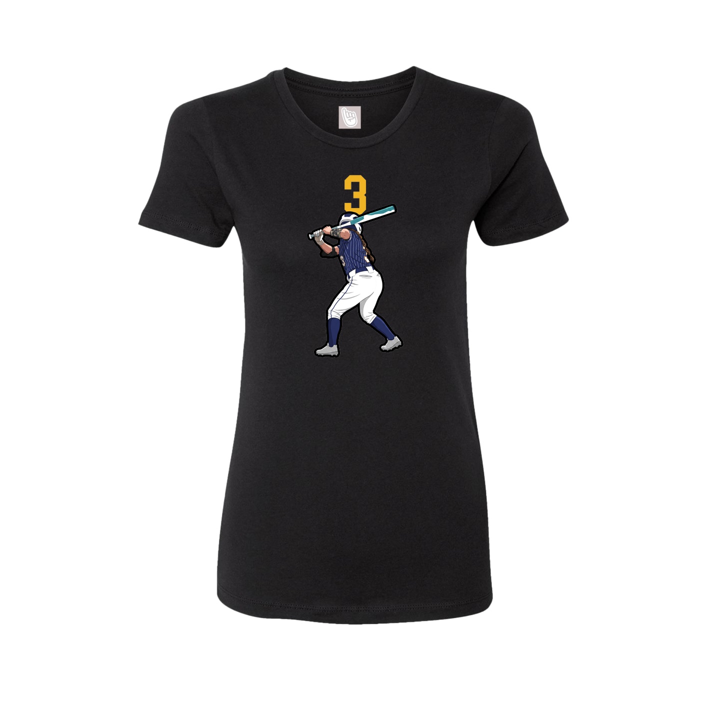 Fitted Women's Tee — Number Top in Black