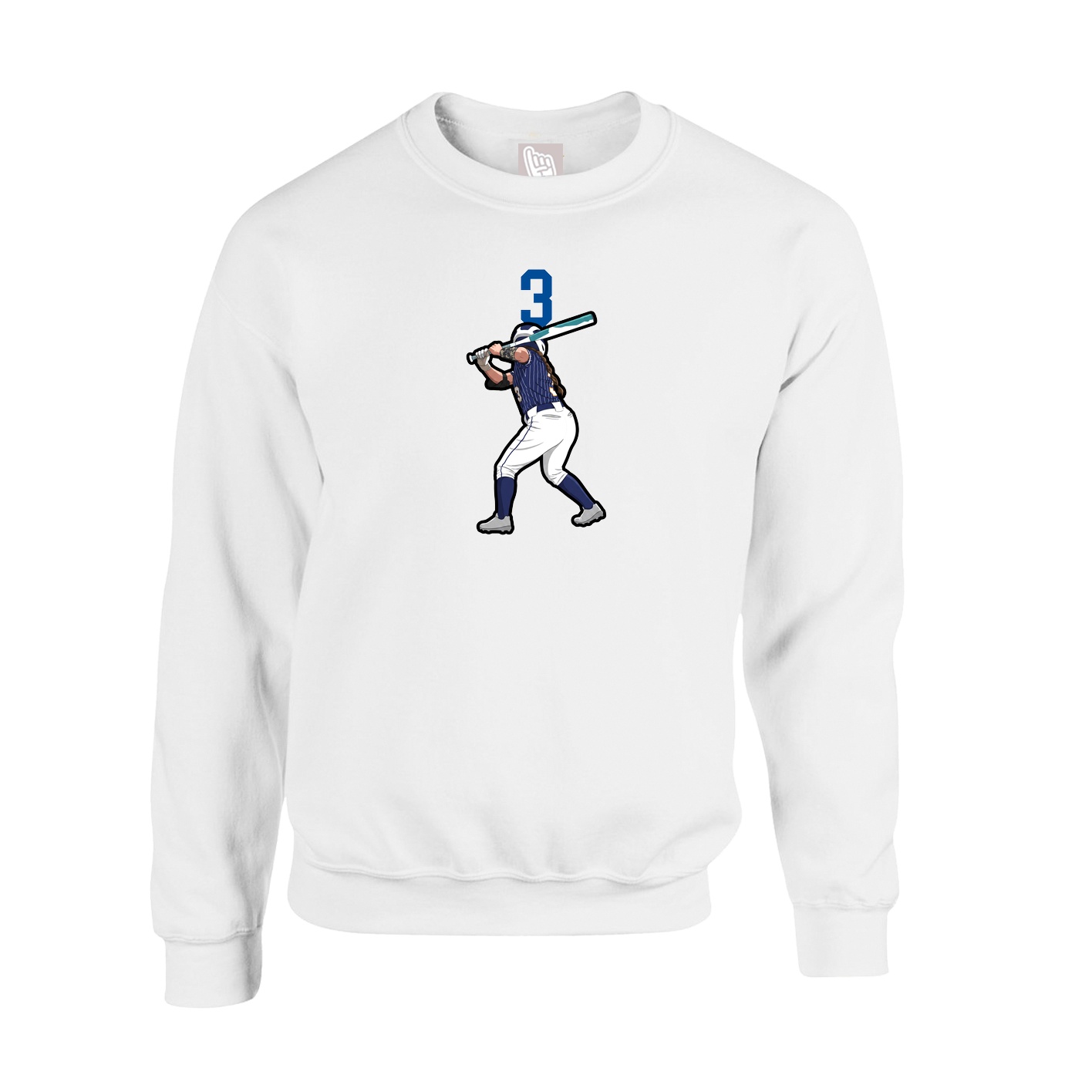 Fleece Crew — Number Top in White