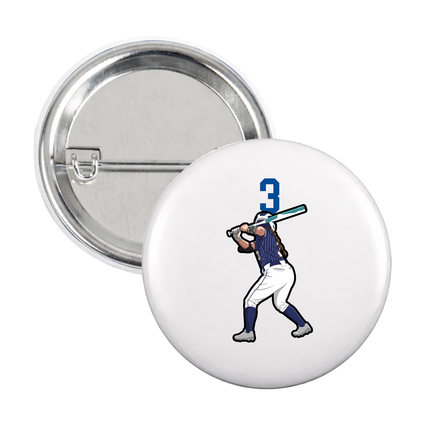 Game Day Button — Number Top in White