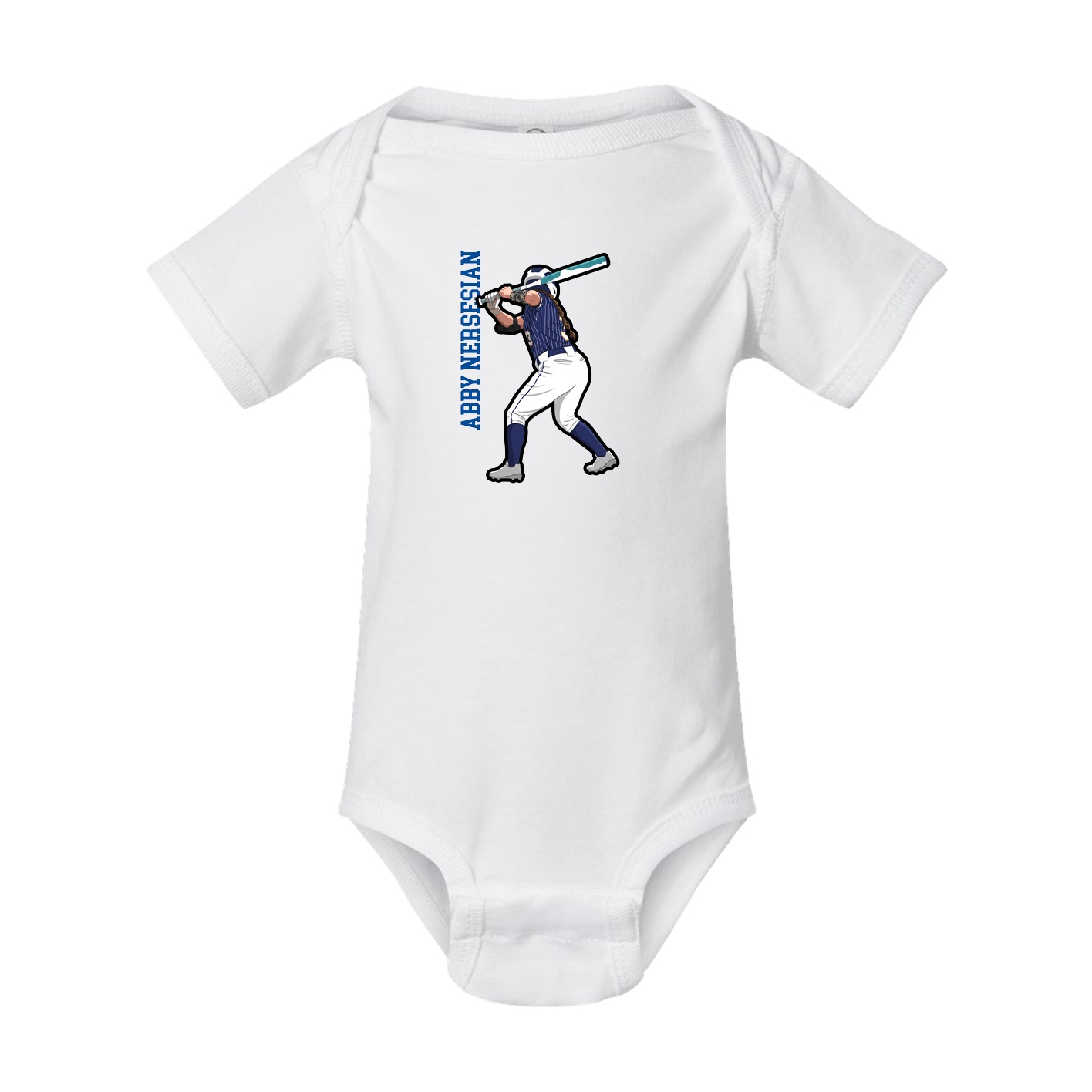 Baby Onesie — Name Vertical in White