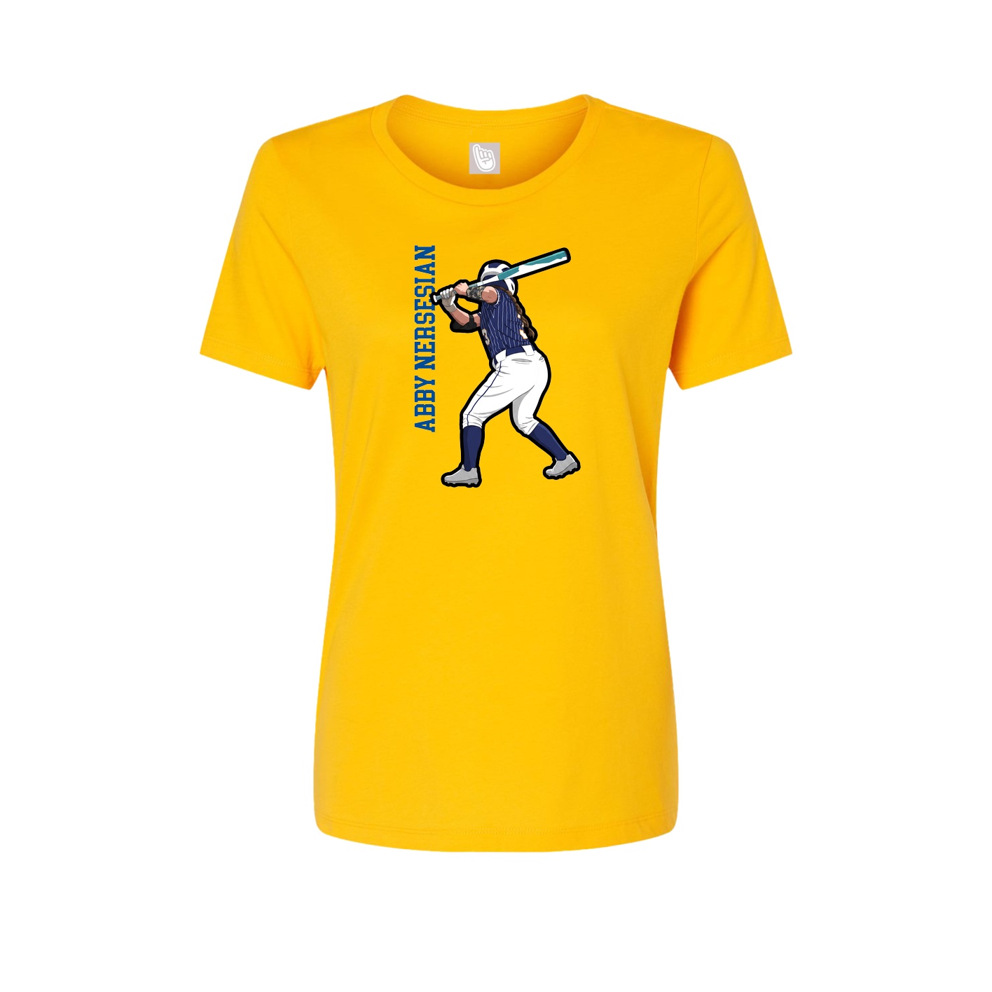Fitted Women's Tee — Name Vertical in Gold