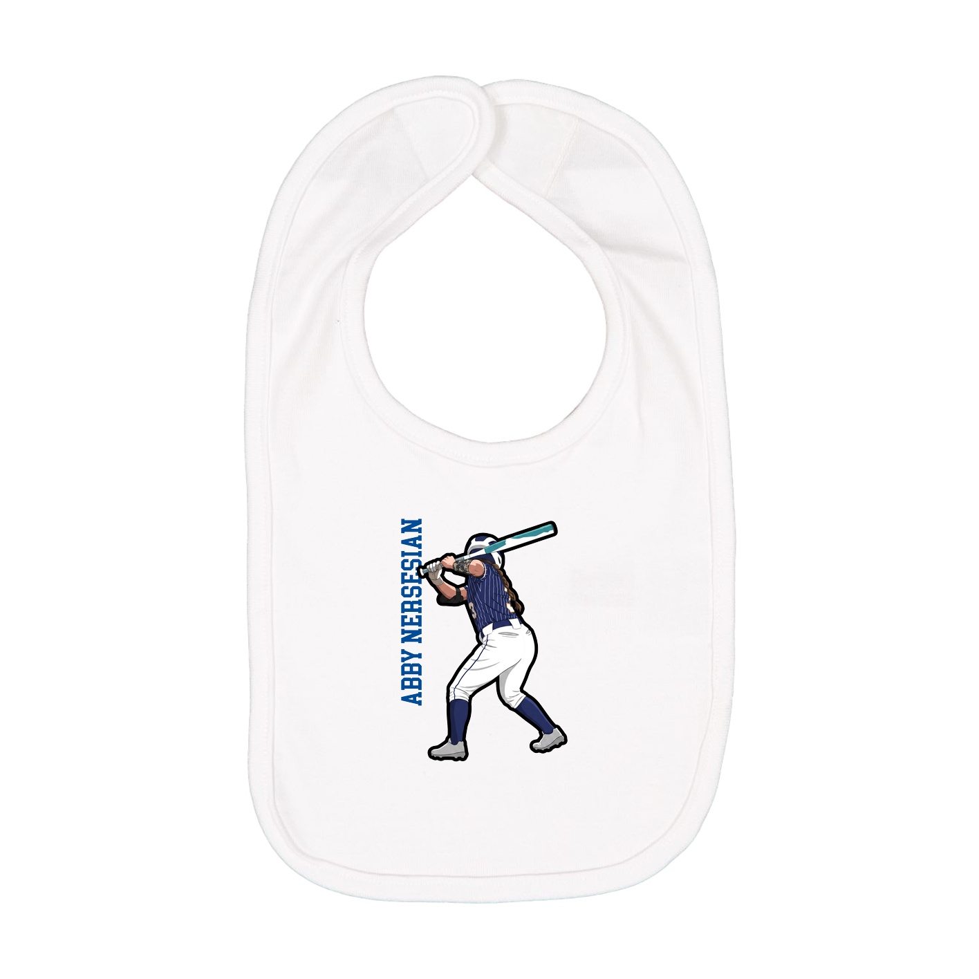 Infant Bib — Name Vertical in White