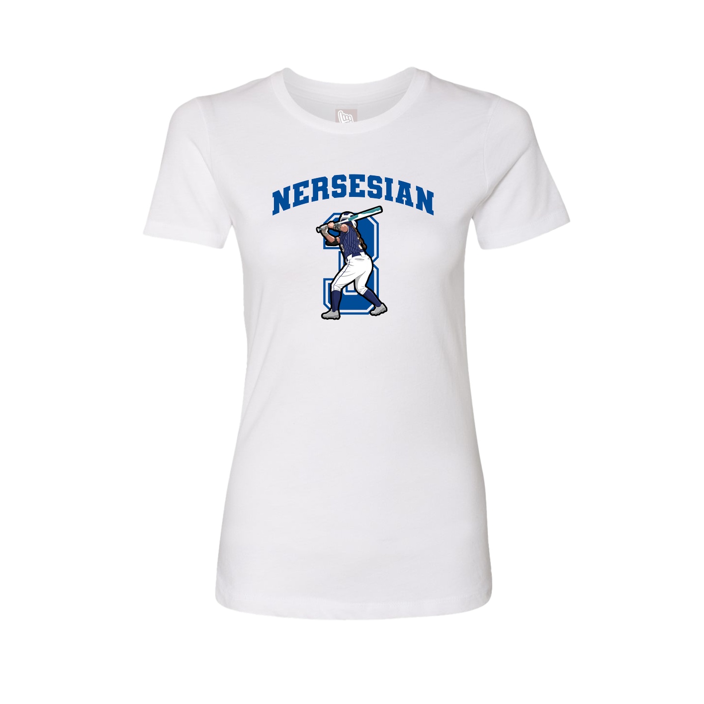 Fitted Women's Tee — Number in White