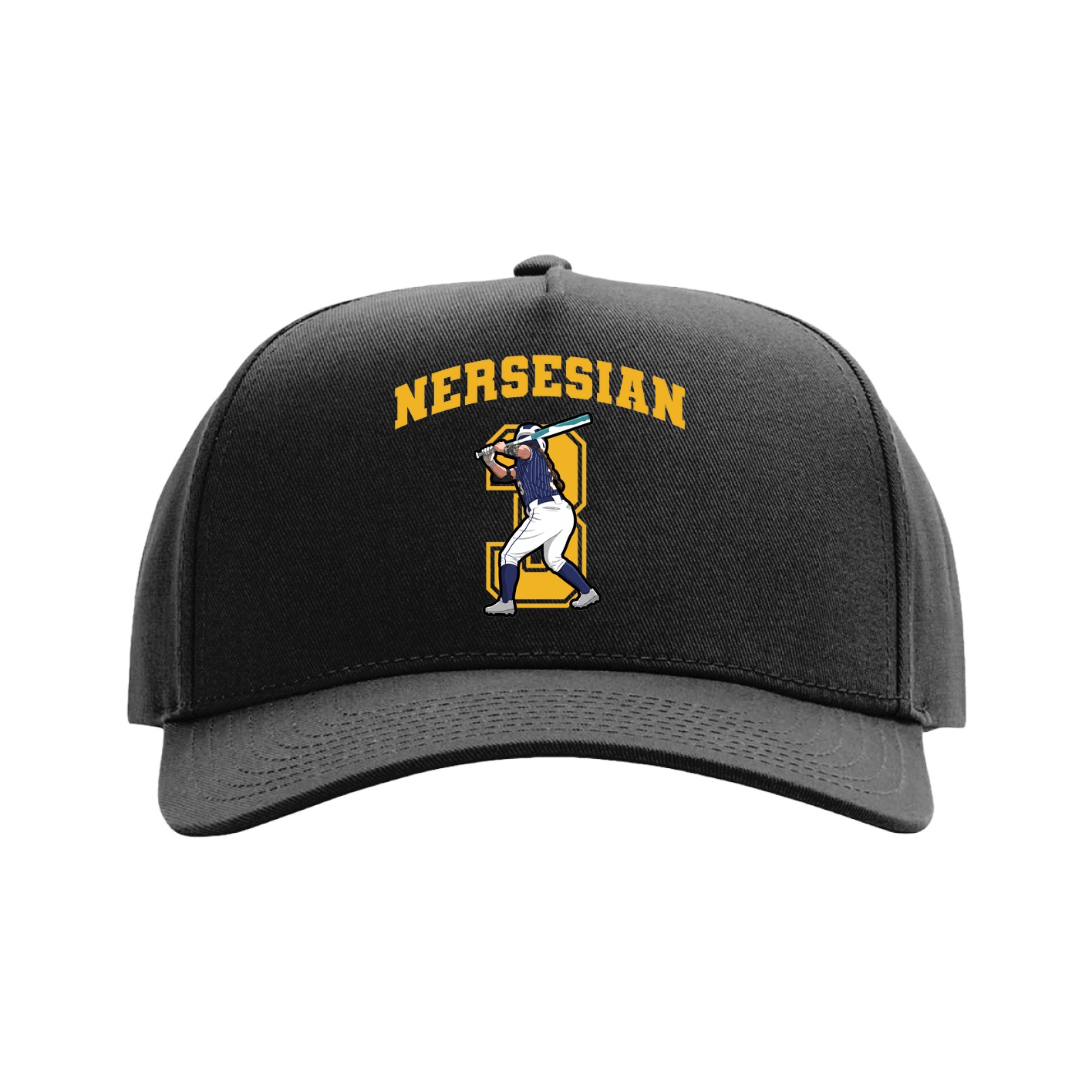 Full Fabric Five-Panel Champ Cap — Number in Black