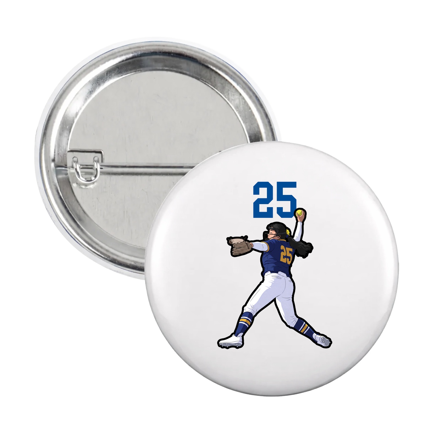 Game Day Button — Number Top in White