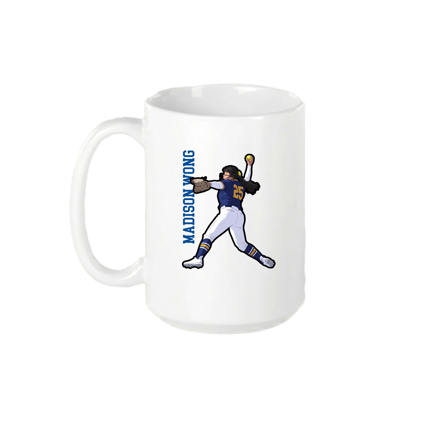 15oz Coffee Mug — Name Vertical in White