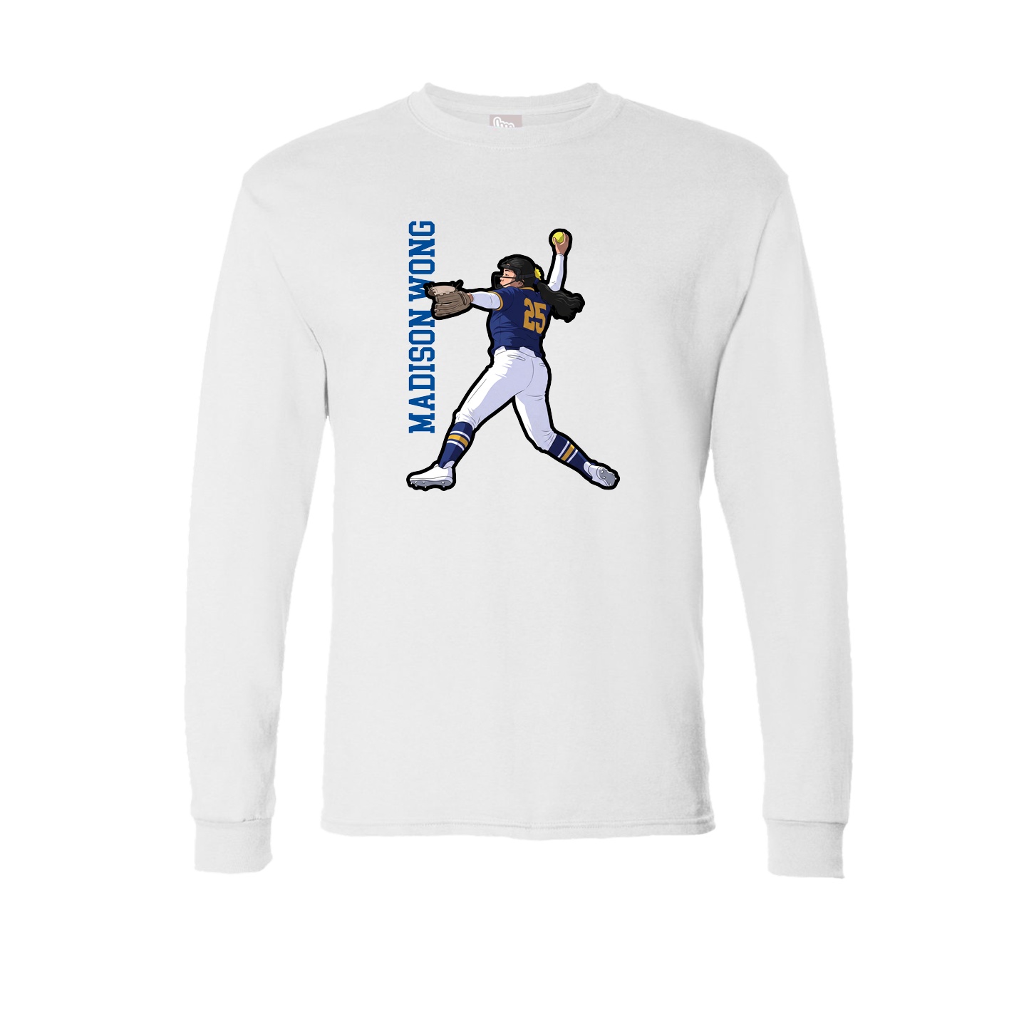 Long Sleeve Tee — Name Vertical in White
