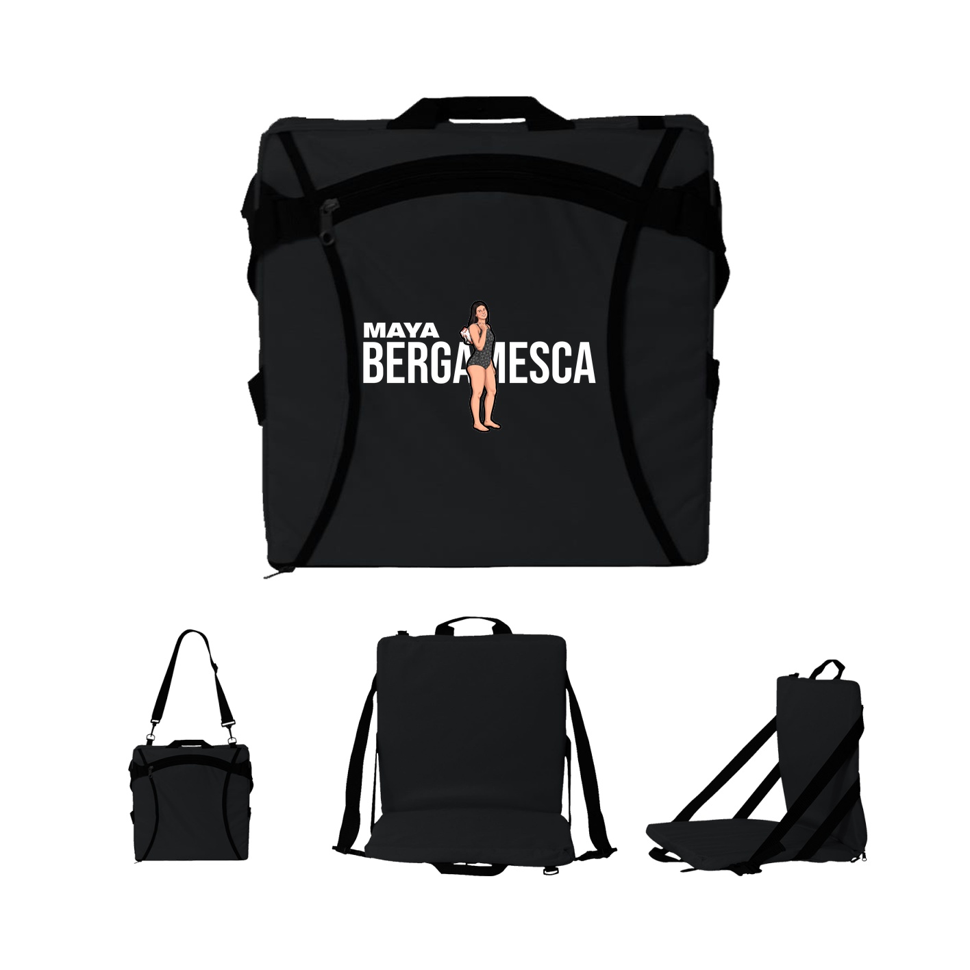 Folding Stadium Seat — Player Name in Black