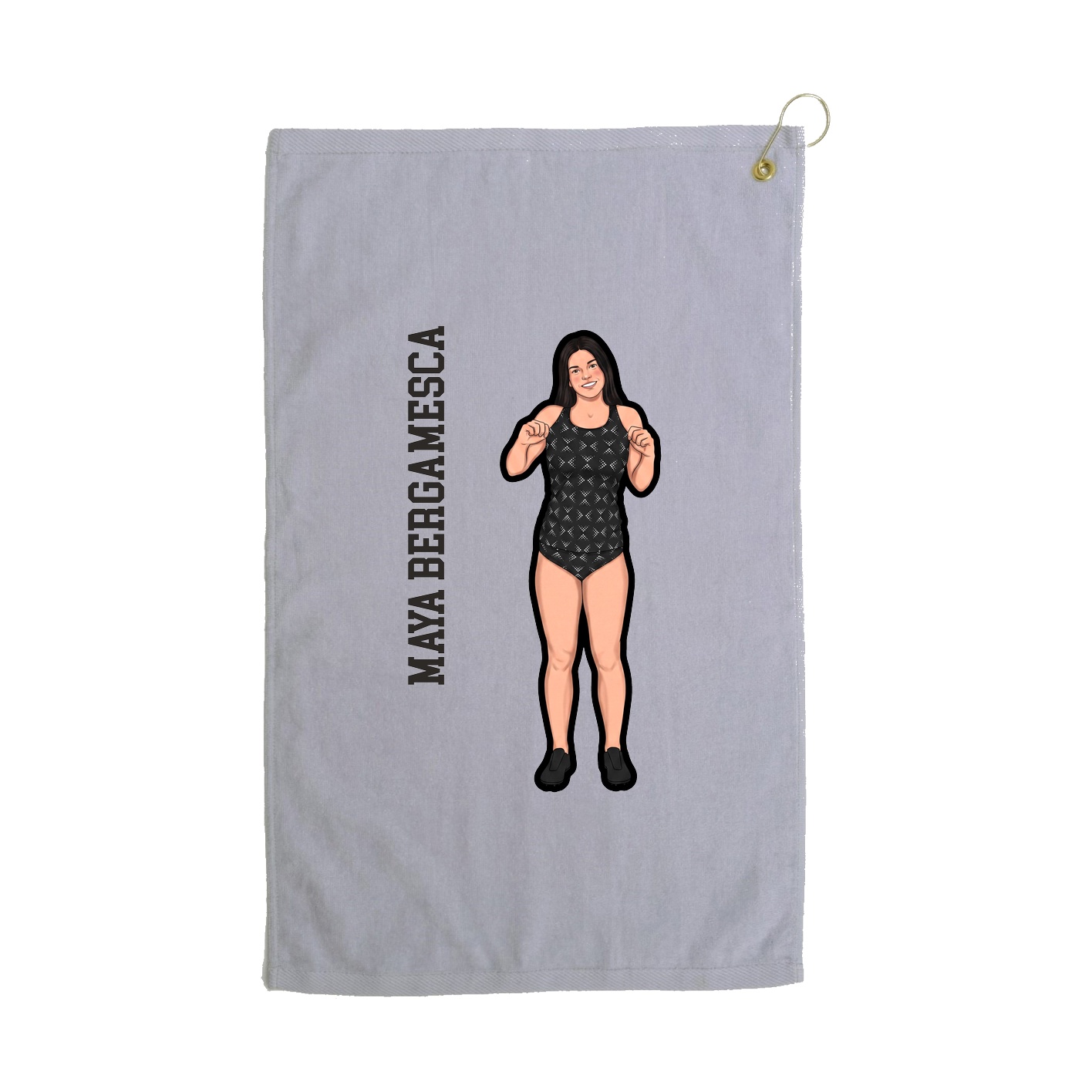 Golf Towel — Name Vertical in Grey