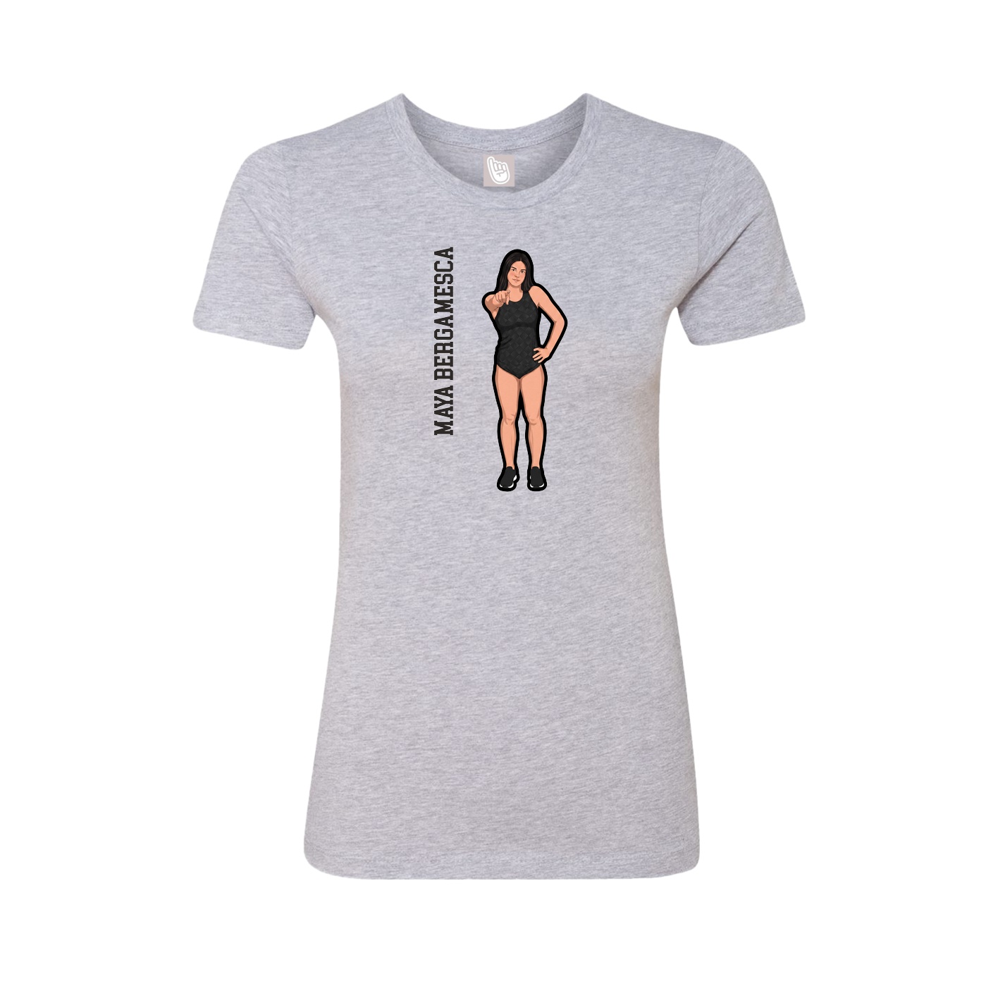 Fitted Women's Tee — Name Vertical in Grey