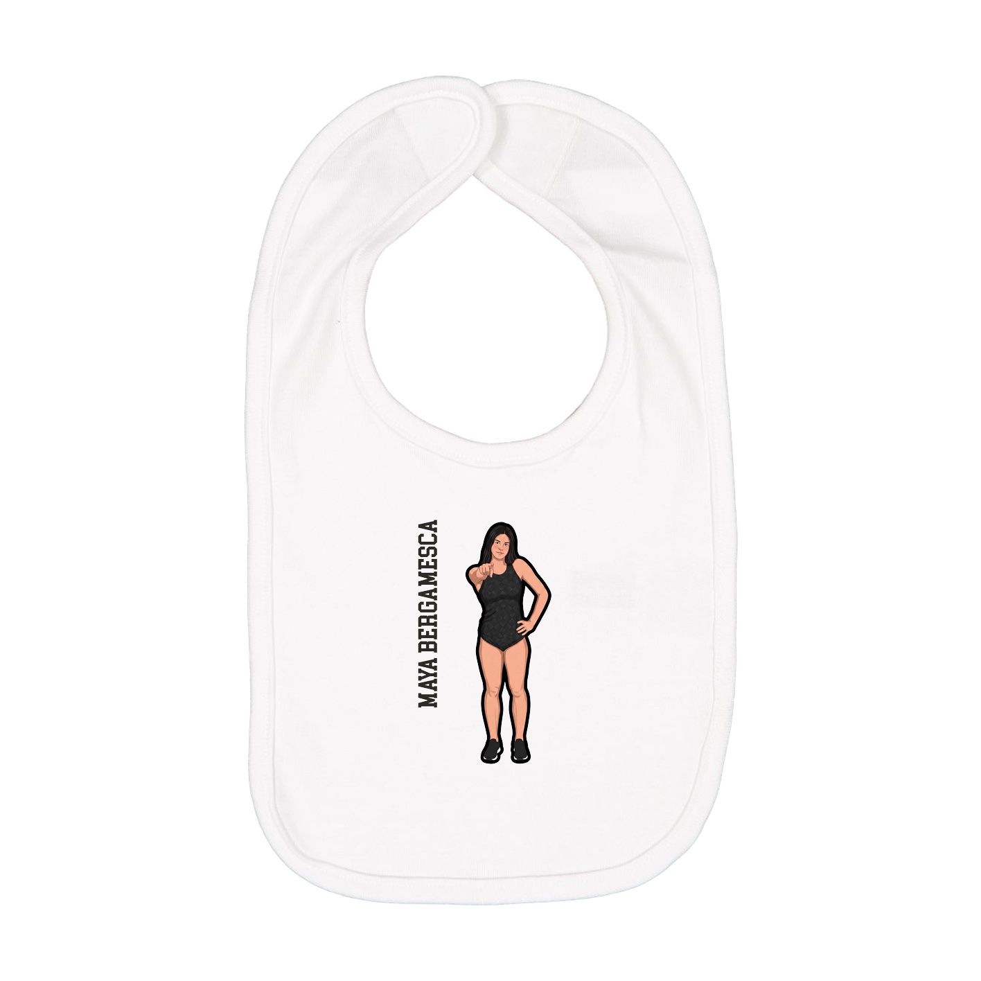 Infant Bib — Name Vertical in White
