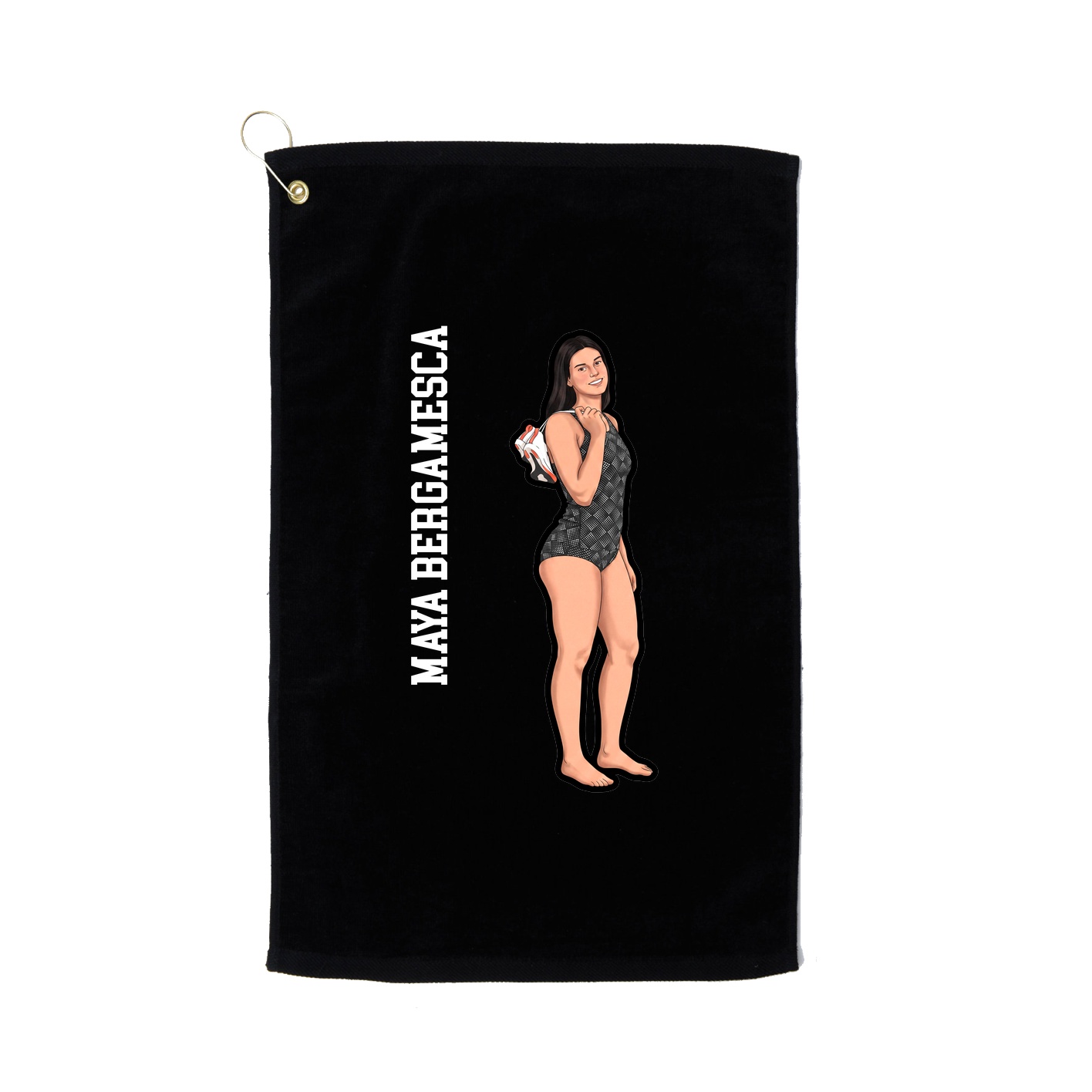 Golf Towel — Name Vertical in Black