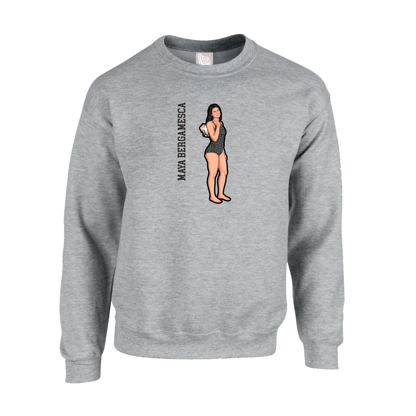 Fleece Crew — Name Vertical in Grey