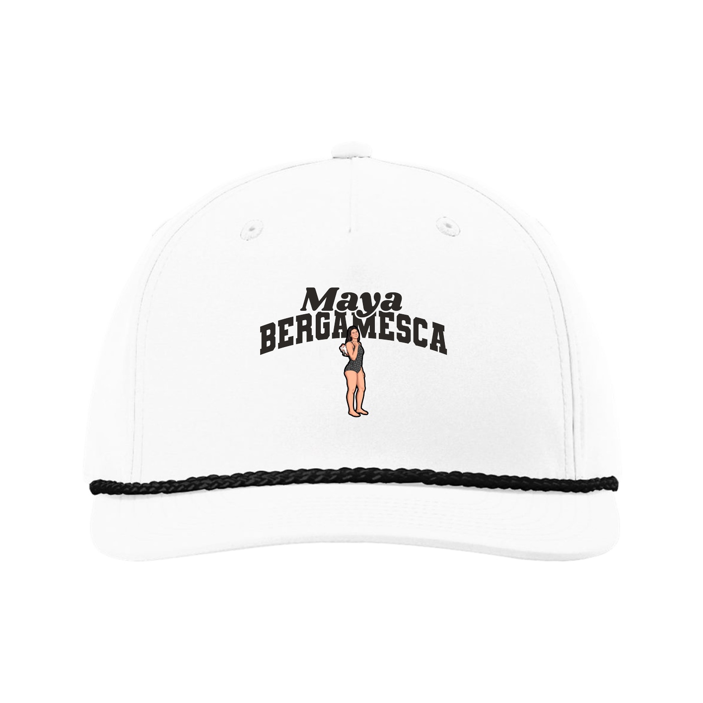 Five-Panel Classic Rope Cap — Signature Arch in White