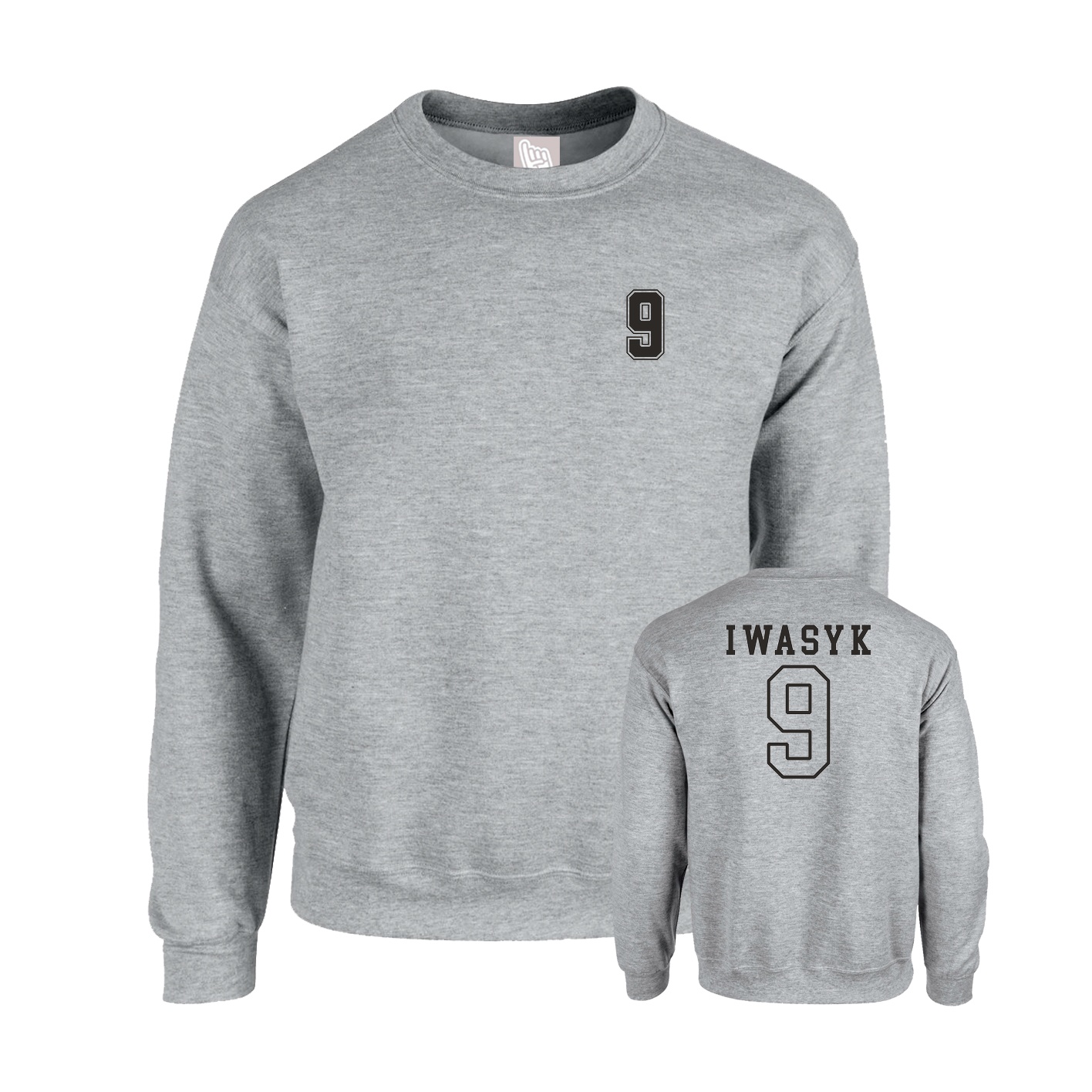 Fleece Crew — Chest Back in Grey