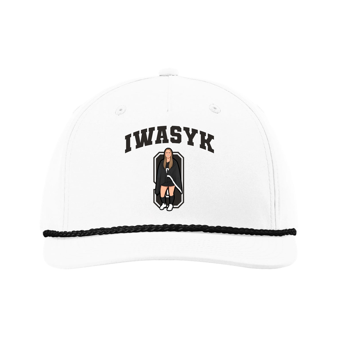 Five-Panel Classic Rope Cap — Number in White