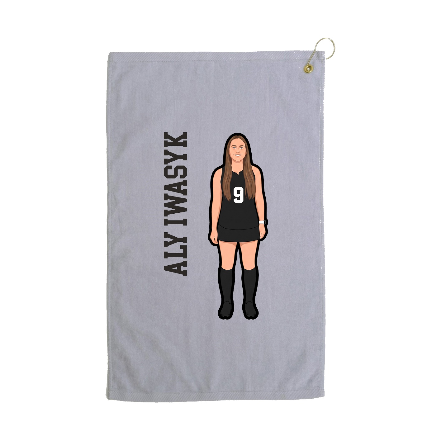 Golf Towel — Name Vertical in Grey