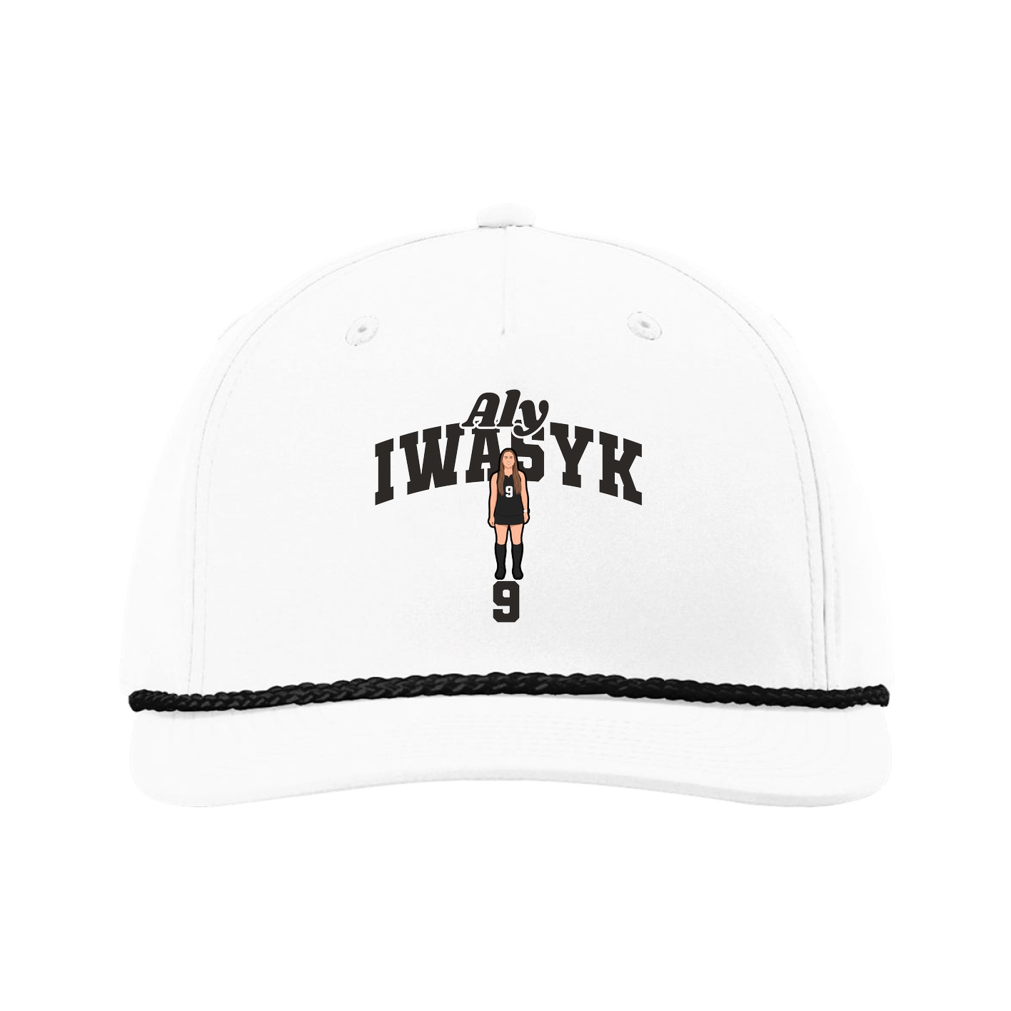 Five-Panel Classic Rope Cap — Signature Arch in White
