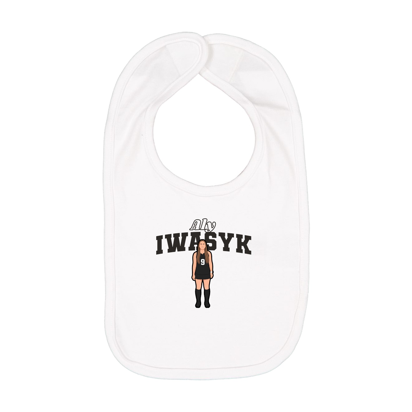 Infant Bib — Name Arch in White