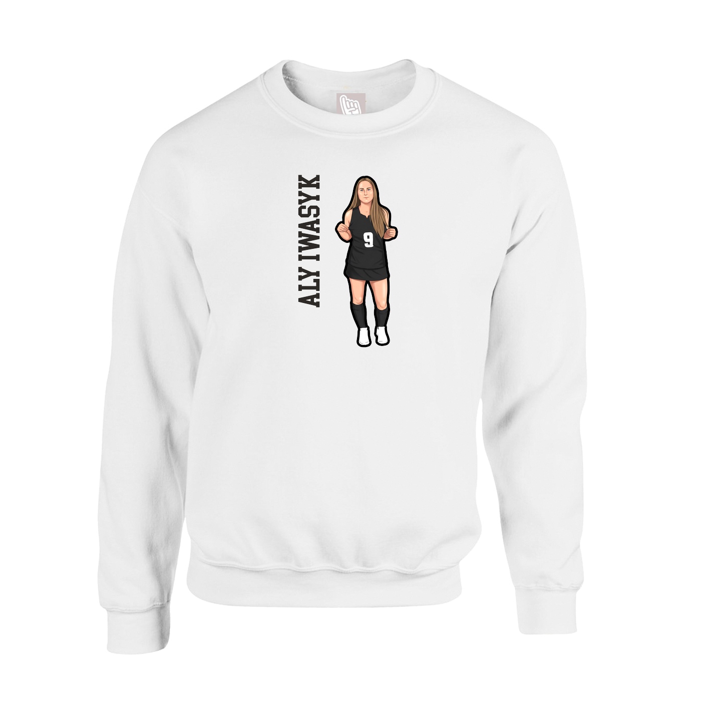 Fleece Crew — Name Vertical in White