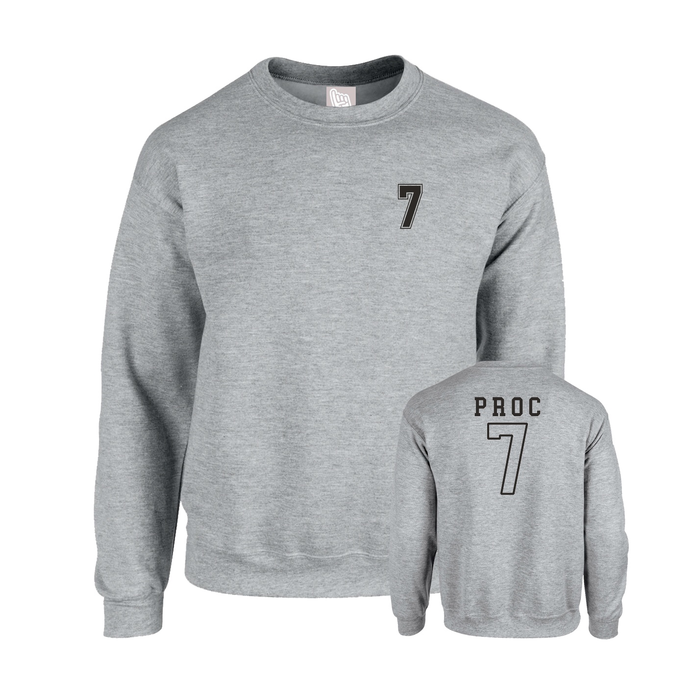 Fleece Crew — Chest Back in Grey
