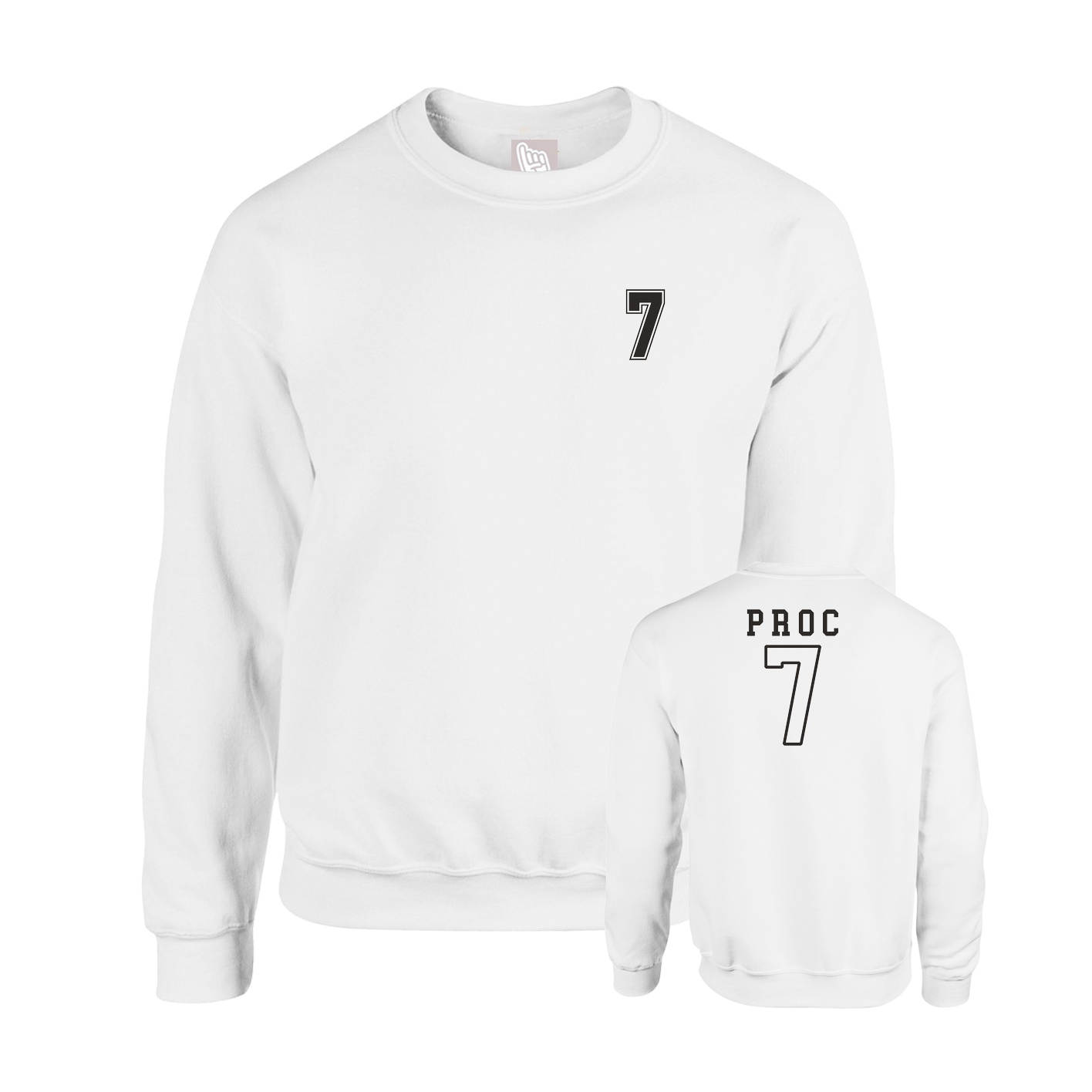 Fleece Crew — Chest Back in White