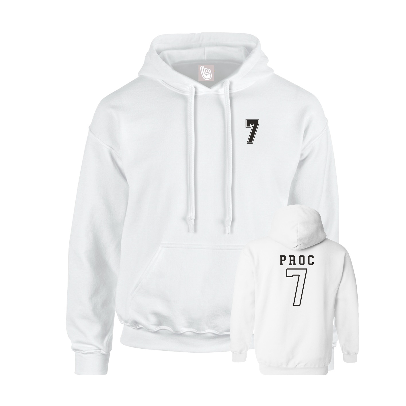 Youth Hoodie — Chest Back in White