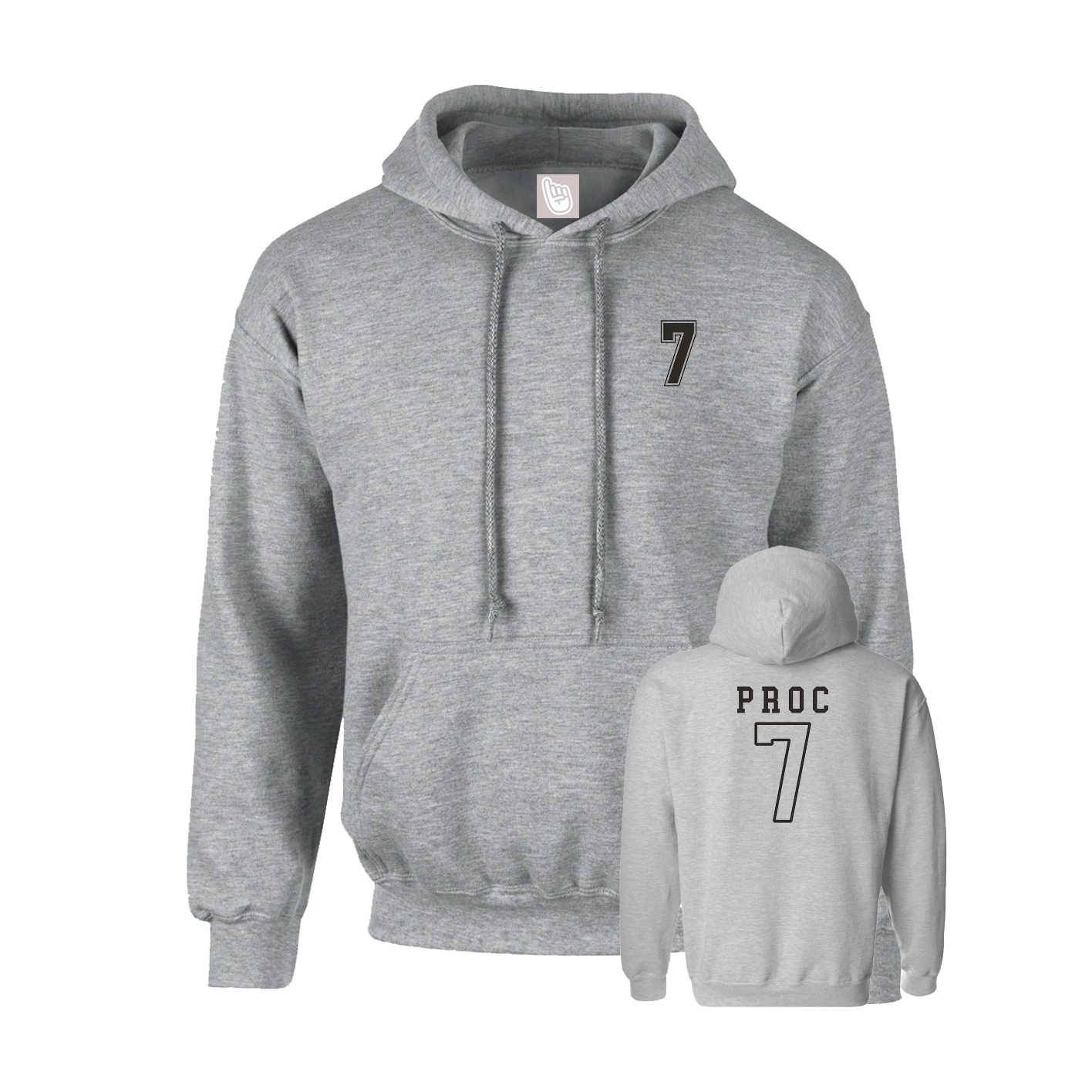 Youth Hoodie — Chest Back in Grey