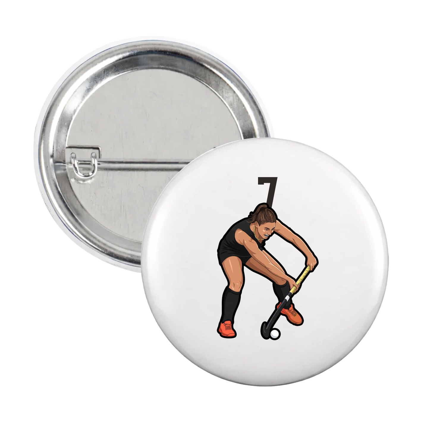 Game Day Button — Number Top in White