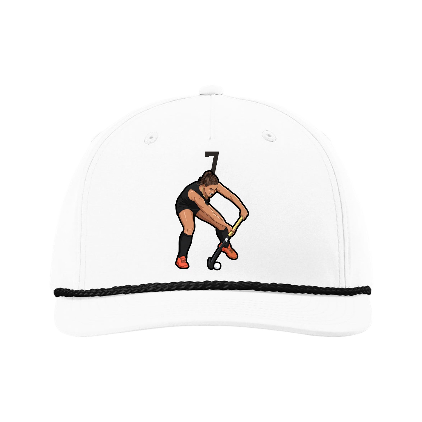 Five-Panel Classic Rope Cap — Number Top in White