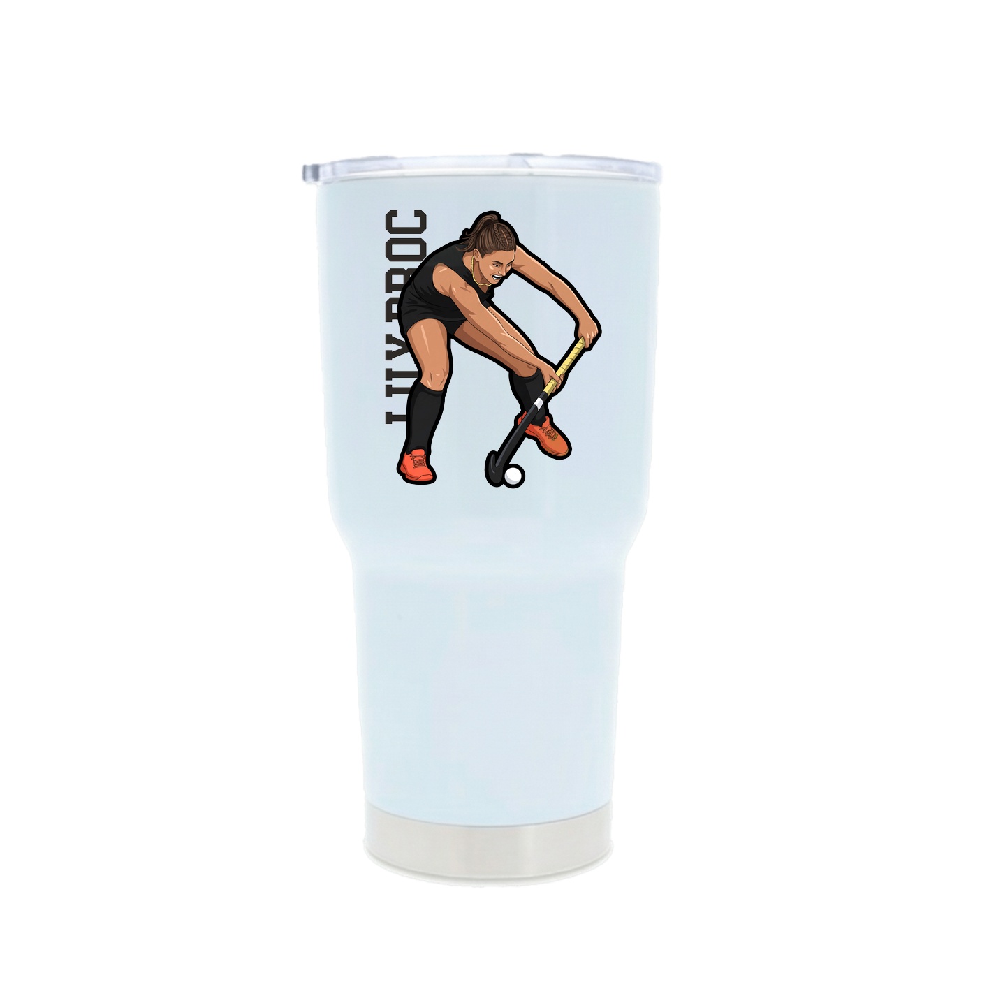 30oz Stainless Steel Tumbler — Name Vertical in White