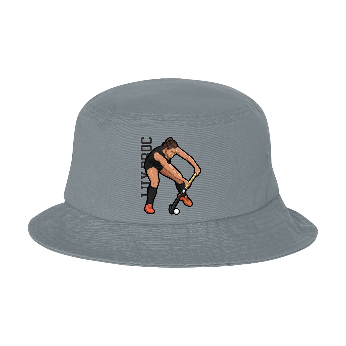 Bucket Cap — Name Vertical in Grey