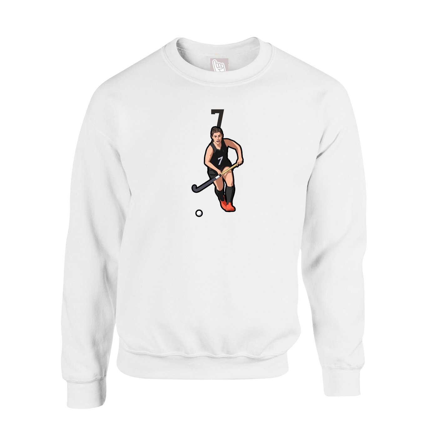 Fleece Crew — Number Top in White