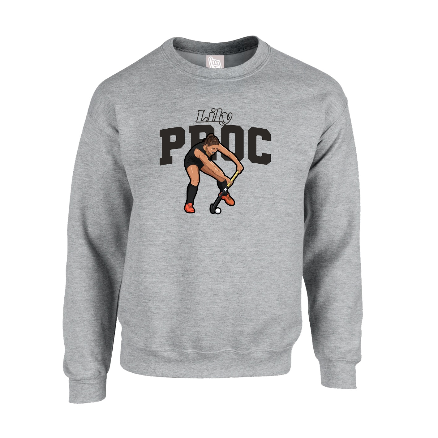 Fleece Crew — Name Arch in Grey