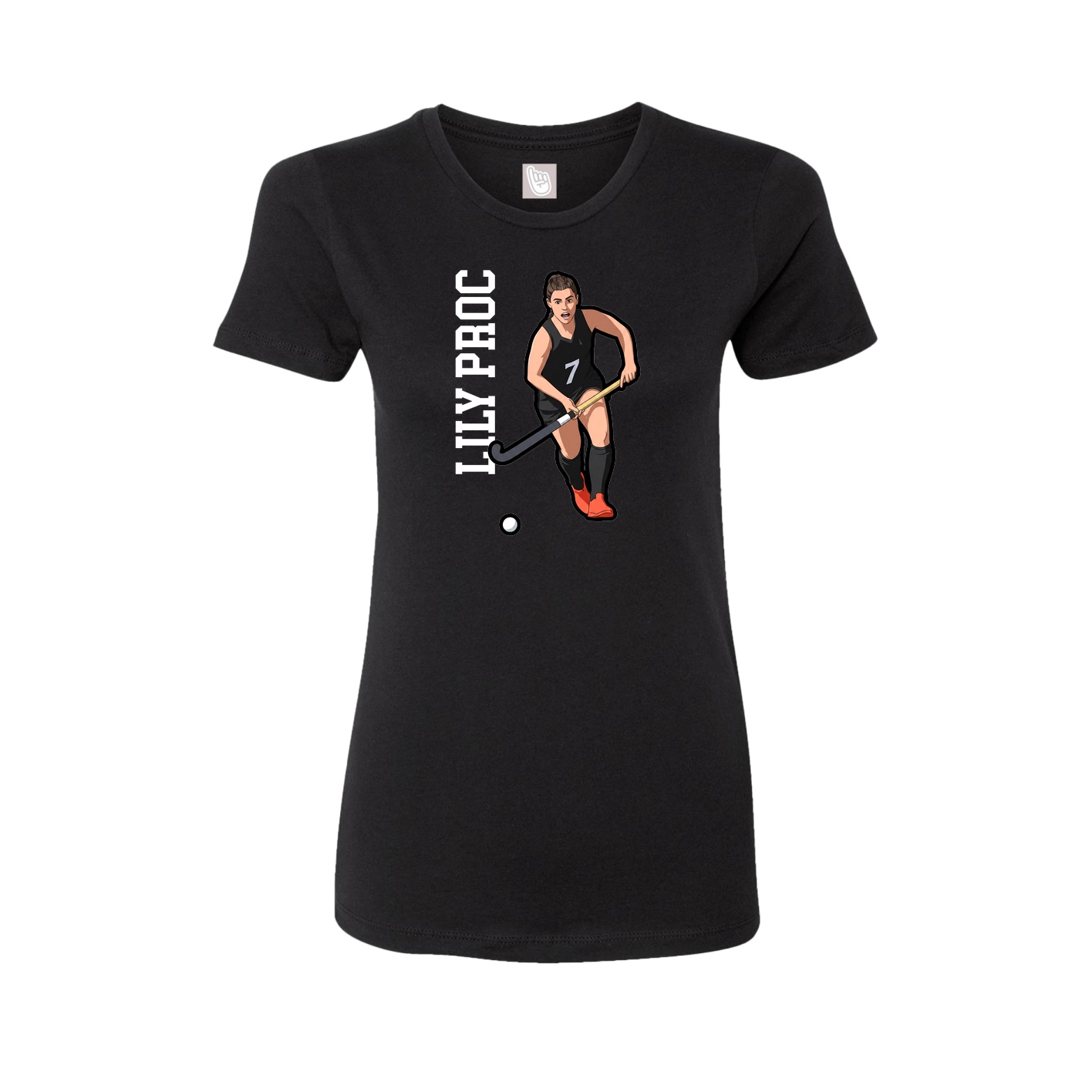 Fitted Women's Tee — Name Vertical in Black